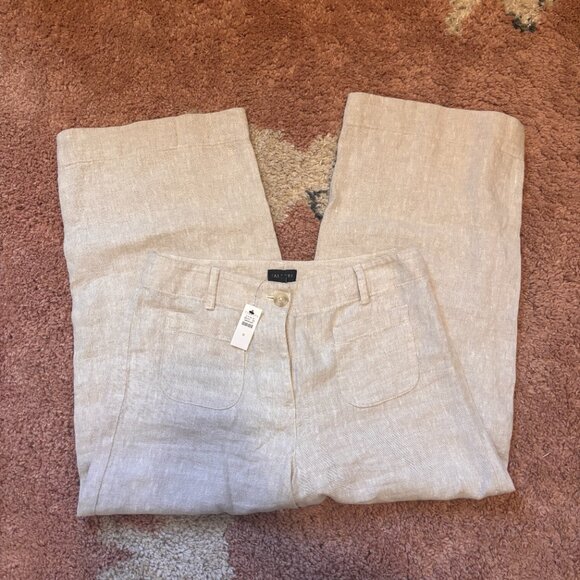 NWT Talbots Women's Sz 8 Wide Crop Patch Pocket Washed Linen Pants 100% Linen - Picture 3 of 11